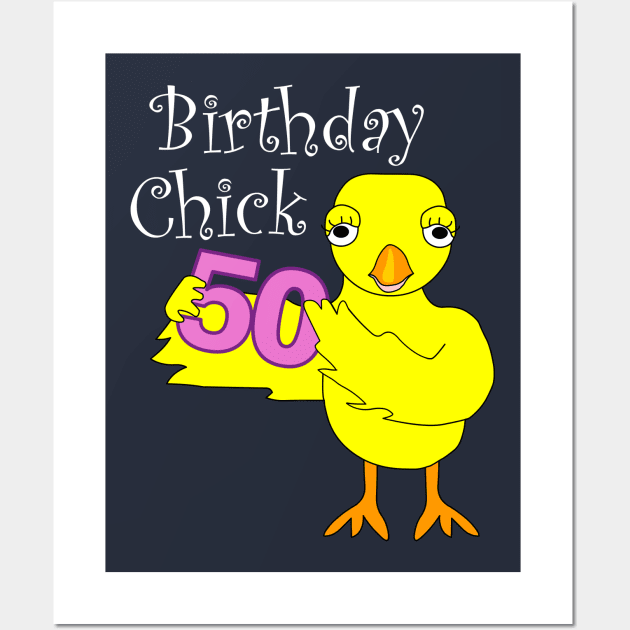 50th Birthday Chick White Text Wall Art by Barthol Graphics